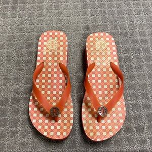 Tory Burch Plaid Gingham Thandie Wedge Flip Flop